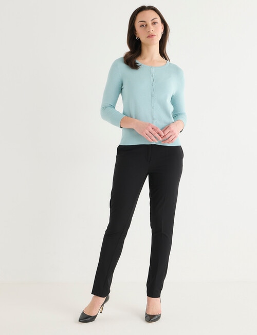 Oliver Black Crew Neck Cardigan, Duck Egg product photo View 03 L
