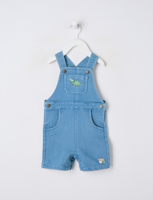 Teeny Weeny Dino Roar Denim Shortall, Denim Blue product photo