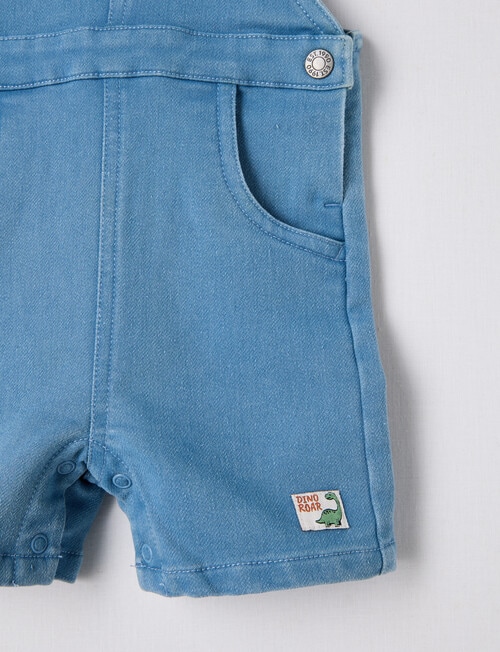 Teeny Weeny Dino Roar Denim Shortall, Denim Blue product photo View 03 L