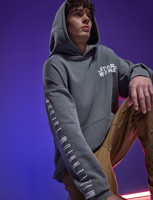 Licensed Star Wars Millennium Falcon Acid Hoodie, Grey product photo