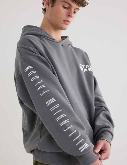 Licensed Star Wars Millennium Falcon Acid Hoodie, Grey product photo View 04 L
