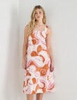 Zest Linen Printed Midi Dress, Pink Print product photo