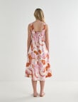 Zest Linen Printed Midi Dress, Pink Print product photo View 02 S