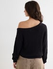 Mineral Ava Off Shoulder Sweater, Black product photo View 02 S
