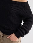 Mineral Ava Off Shoulder Sweater, Black product photo View 05 S