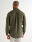 Gasoline Long Sleeve Linen Shirt, Khaki product photo View 02 S