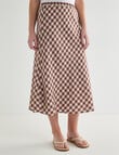 Zest Linen Bias Cut Skirt, Cinnamon Check product photo