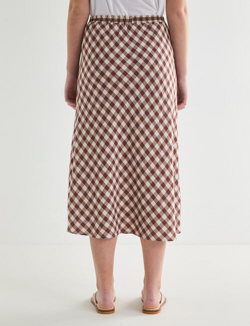 Zest Linen Bias Cut Skirt, Cinnamon Check product photo View 02 L