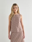 Zest Linen Bias Cut Top, Cinnamon Check product photo