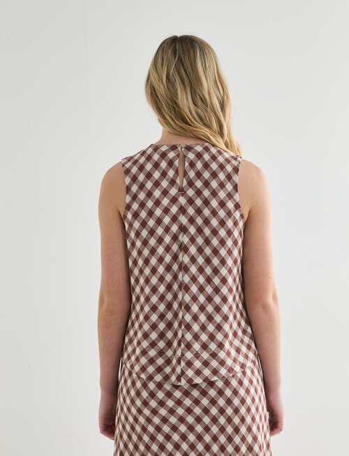 Zest Linen Bias Cut Top, Cinnamon Check product photo View 02 L