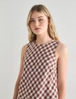 Zest Linen Bias Cut Top, Cinnamon Check product photo View 04 S