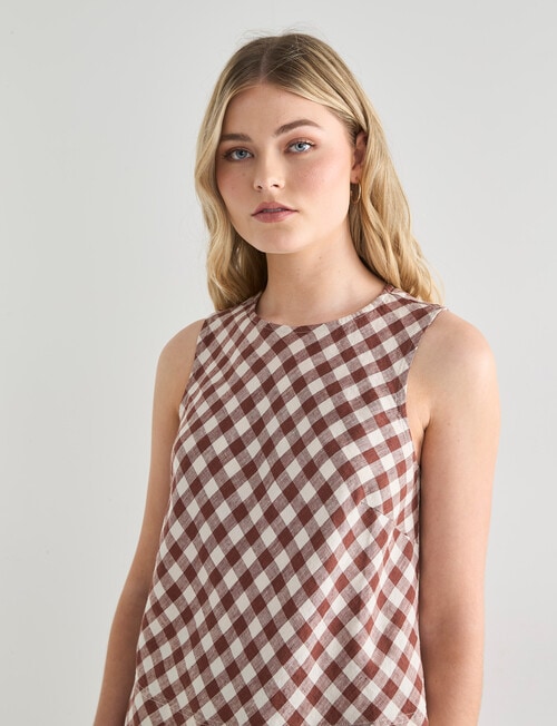 Zest Linen Bias Cut Top, Cinnamon Check product photo View 04 L
