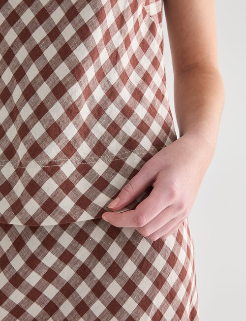 Zest Linen Bias Cut Top, Cinnamon Check product photo View 05 L