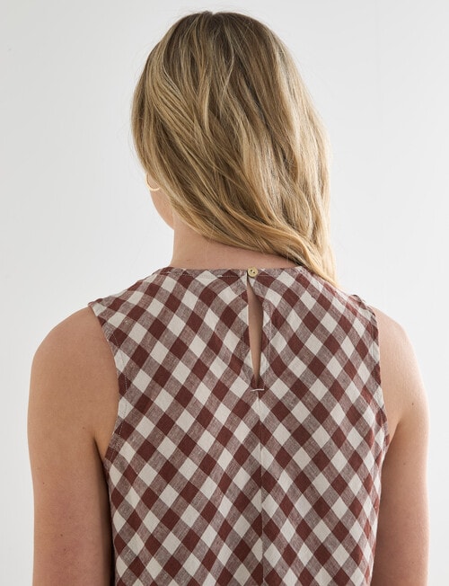 Zest Linen Bias Cut Top, Cinnamon Check product photo View 06 L