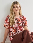 Zest Linen Raglan Top, Floral Print product photo