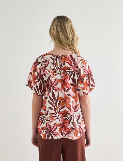 Zest Linen Raglan Top, Floral Print product photo View 02 L