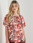 Zest Linen Raglan Top, Floral Print product photo View 04 S
