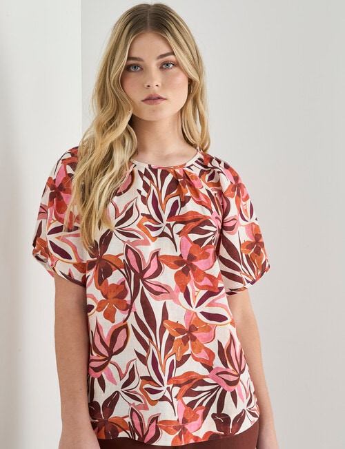 Zest Linen Raglan Top, Floral Print product photo View 04 L