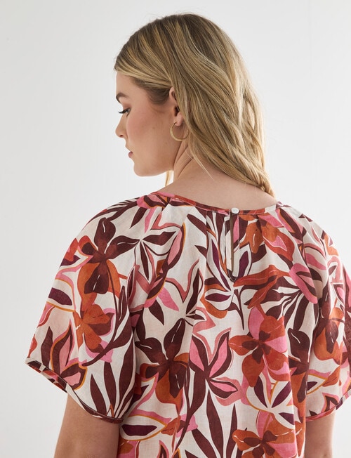Zest Linen Raglan Top, Floral Print product photo View 06 L
