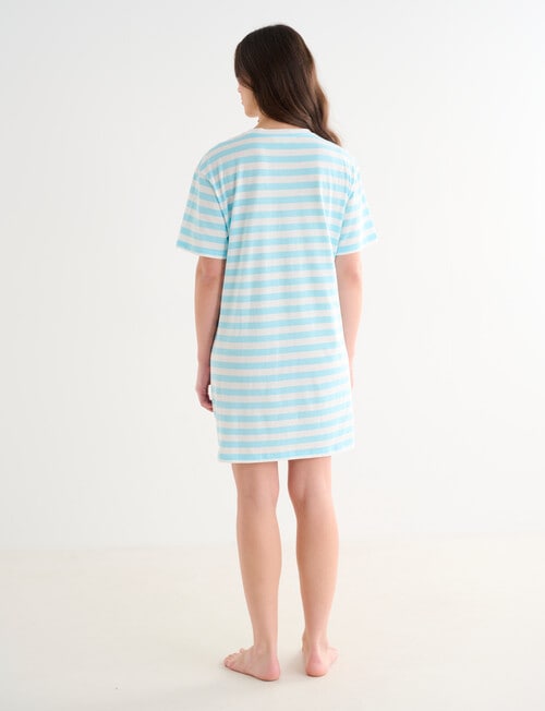 Zest Sleep T-Shirt Nightie, Aqua Stripe, 8-18 product photo View 02 L