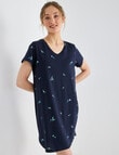 Zest Sleep T-Shirt Nightie, Navy Meadow, 8-18 product photo