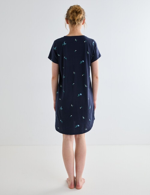 Zest Sleep T-Shirt Nightie, Navy Meadow, 8-18 product photo View 02 L