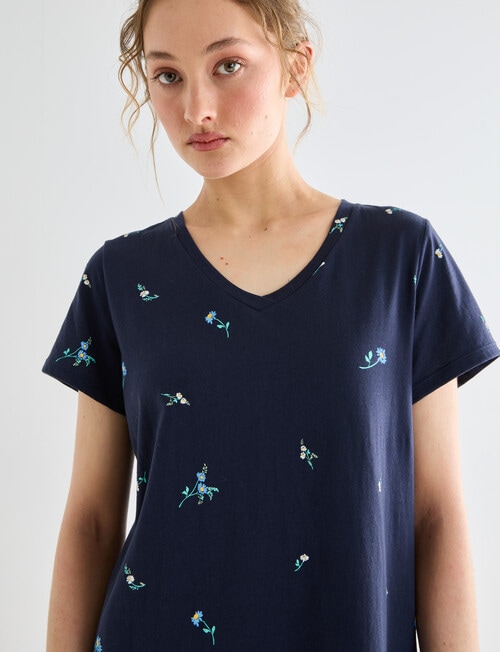 Zest Sleep T-Shirt Nightie, Navy Meadow, 8-18 product photo View 04 L