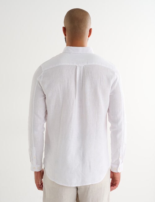 Gasoline Long Sleeve Linen Shirt, White product photo View 02 L