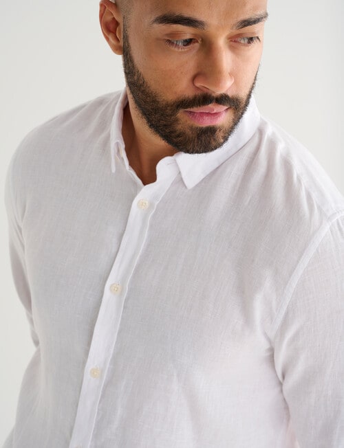 Gasoline Long Sleeve Linen Shirt, White product photo View 09 L