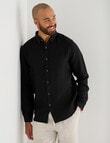Gasoline Long Sleeve Linen Shirt, Black product photo