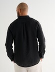 Gasoline Long Sleeve Linen Shirt, Black product photo View 02 S