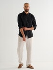 Gasoline Long Sleeve Linen Shirt, Black product photo View 03 S