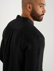 Gasoline Long Sleeve Linen Shirt, Black product photo View 06 S