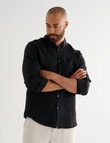 Gasoline Long Sleeve Linen Shirt, Black product photo View 07 S