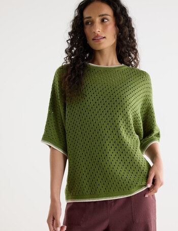 Zest Mesh Knitwear Jumper, Green product photo