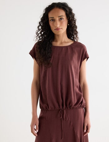 Zest Linen Blend Draw Hem Top, Andorra product photo