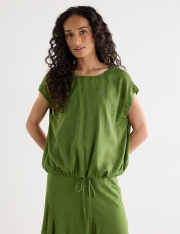 Zest Linen Blend Draw Hem Top, Cactus product photo