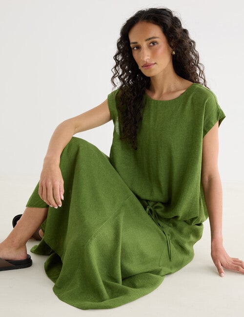 Zest Linen Blend Draw Hem Top, Cactus product photo View 03 L