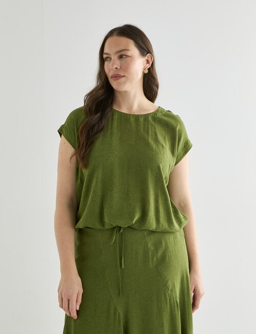 Zest Linen Blend Draw Hem Top, Cactus product photo View 12 L