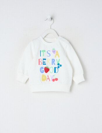 Teeny Weeny Strawberry Fields Play Sweatshirt, White product photo