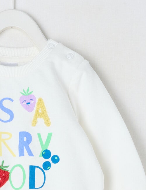 Teeny Weeny Strawberry Fields Play Sweatshirt, White product photo View 02 L
