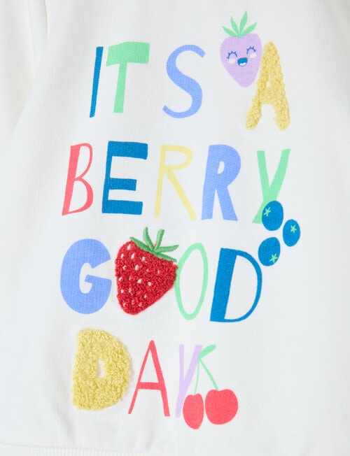 Teeny Weeny Strawberry Fields Play Sweatshirt, White product photo View 03 L