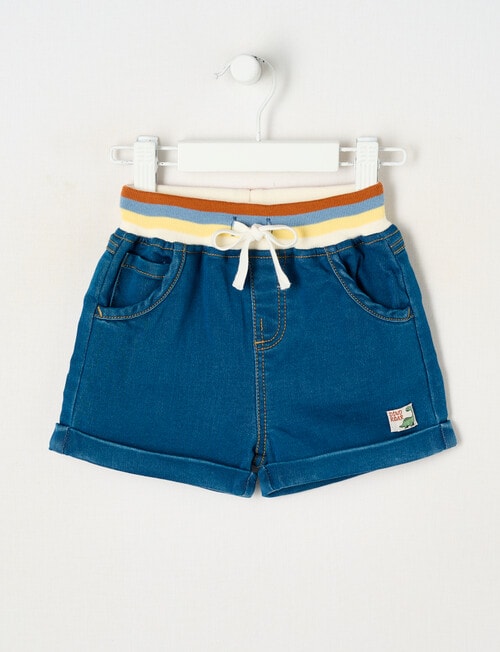 Teeny Weeny Dino Roar Short Denim, Denim Blue product photo
