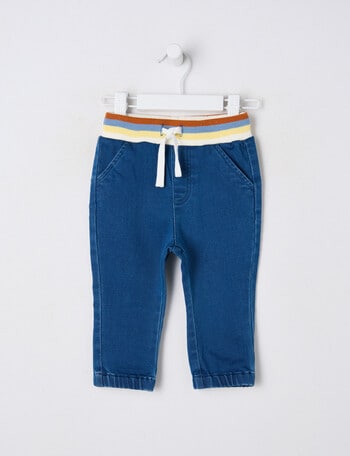 Teeny Weeny Dino Roar Denim Jogger, Denim Blue product photo