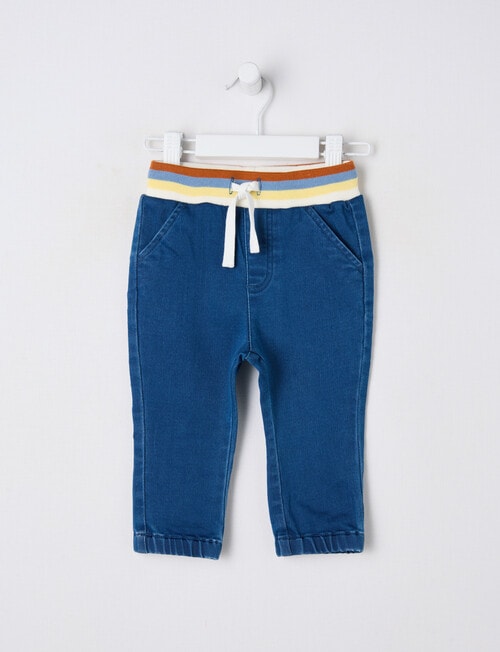 Teeny Weeny Dino Roar Denim Jogger, Denim Blue product photo