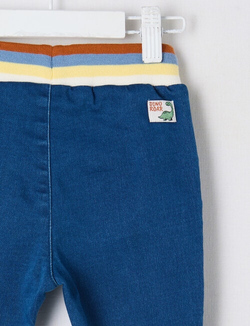 Teeny Weeny Dino Roar Denim Jogger, Denim Blue product photo View 03 L
