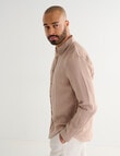 Gasoline Long Sleeve Linen Shirt, Taupe product photo