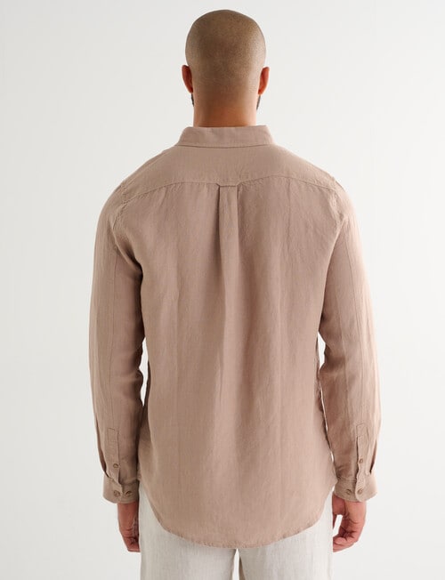 Gasoline Long Sleeve Linen Shirt, Taupe product photo View 02 L