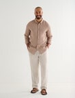 Gasoline Long Sleeve Linen Shirt, Taupe product photo View 03 S