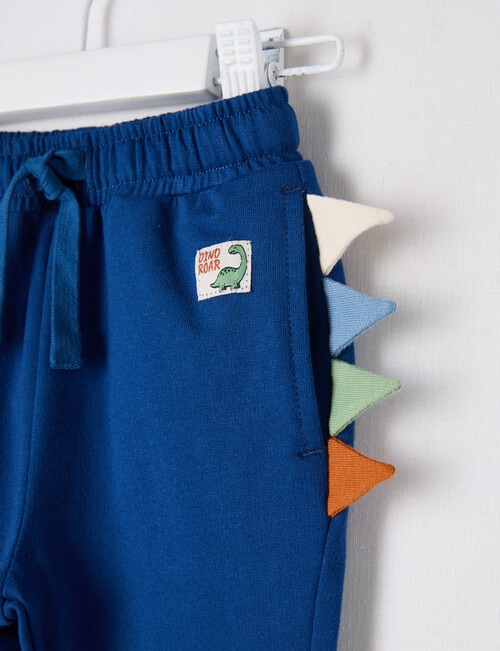 Teeny Weeny Dino Roar Trackpant w Dino spikes, Navy Blue product photo View 02 L